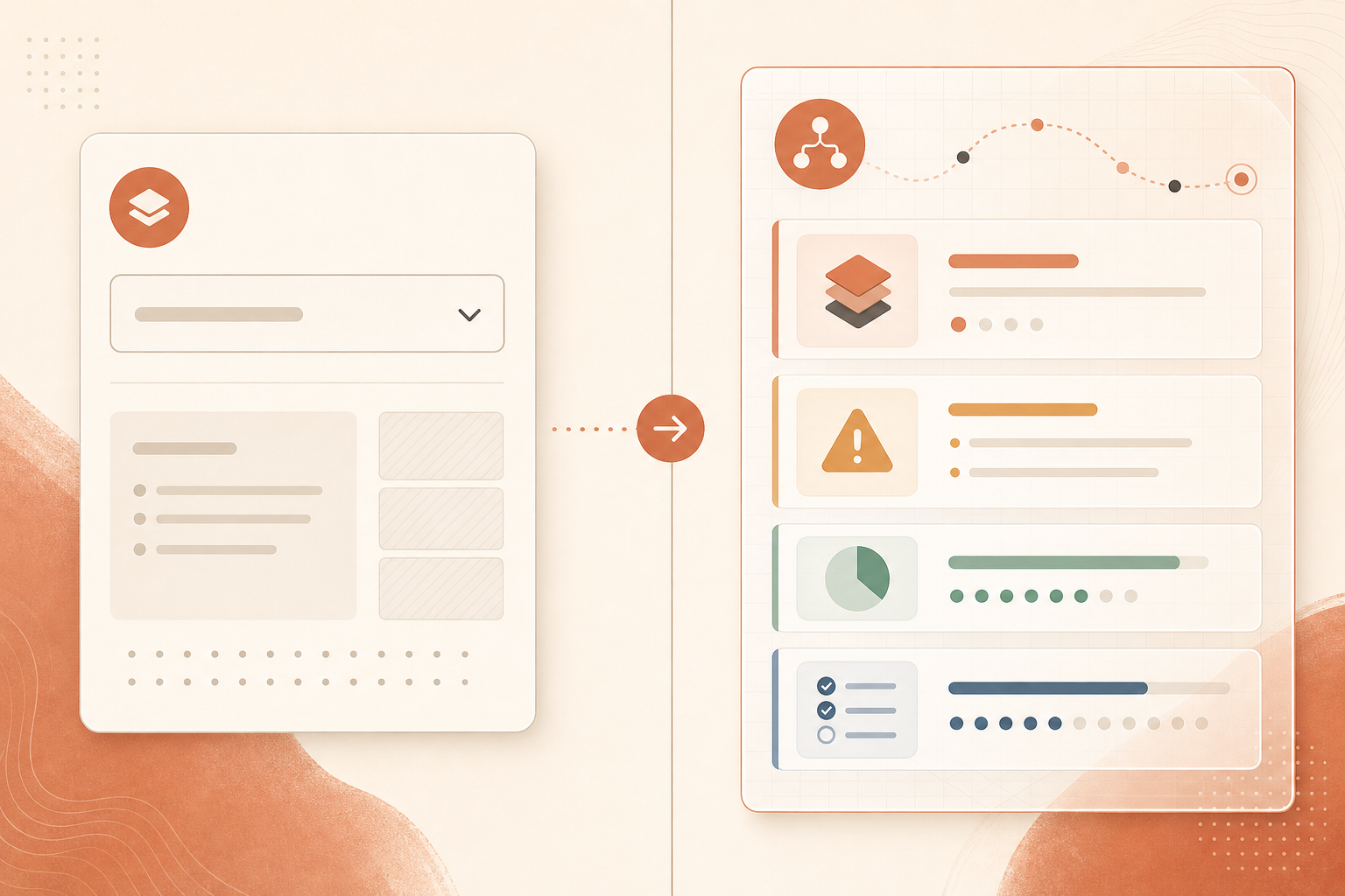 Before-and-after UI mockup comparing an opaque model selector with a transparent routing status panel showing chosen mod